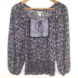 6 Degrees Purple Floral Boho Shirt Small